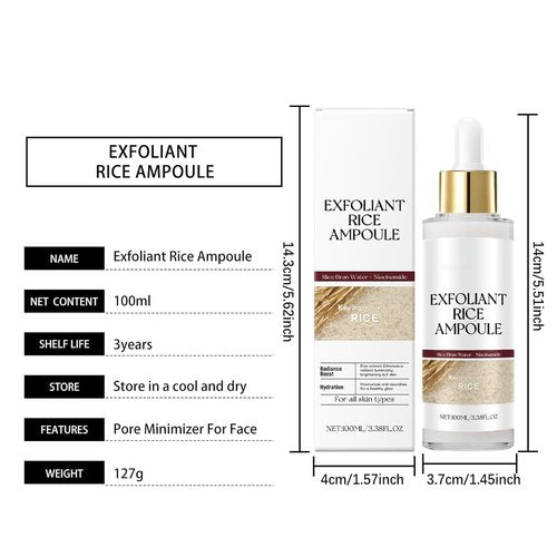 BEBIR Peel Shot Glow Rice Ampoule Duo–2 PCS White & Black Rice Facial Serum Lightweight Hydrating Formula for All Skin Facial Exfoliator Pore Refining Dead Skin Cells Remover