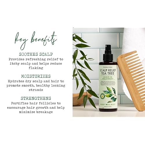 Leave In Conditioner Spray - Tee Trea Scalp Treatment - Anti-Dandruff and Dry & Itchy Scalp treatment, Hydrating & Medicated Formula for Psoriasis and Scalp Care - Detangles & Nourishes Hair.