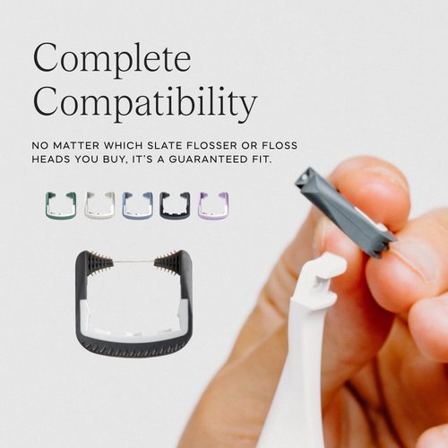 Slate Mini Flosser - Reusable Floss Pick with Gum Brush & Tongue Scraper, Dentist-Invented, PFAS/PTFE-Free, Travel-Ready 2-Pack - Lilac/Mint