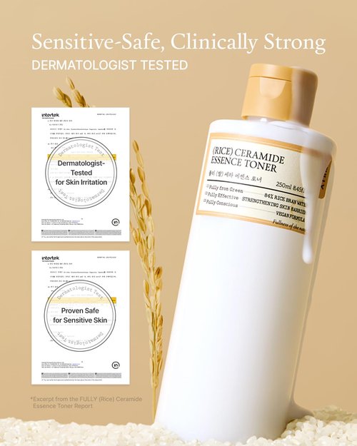 FULLY Rice Ceramide Essence Toner – Milky Korean Toner for Glass Skin, Hydrating Rice Water & Ceramide Formula for Moisture Barrier, Dewy Glow, Fragrance-Free, Vegan & Dermatologist Tested, 8.45 fl.oz