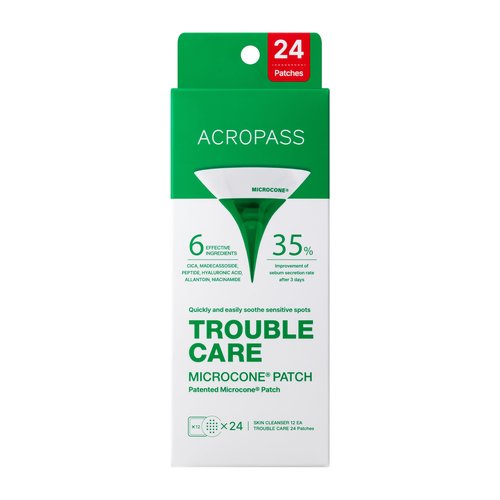 Acropass Trouble Care Microcone Acne Patch for Early Stage Pimple and Zits - Hydrocolloid, Niacimide Pimple Spot Treatment (Regular, 24, Count)