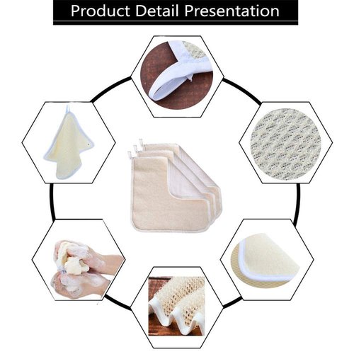 Mofuiry 6 Pack Exfoliating Face Body Wash Cloth Towel, Soft-Weave Scrub Towel Beauty Skin Home Massage Bath Cloth for Skin Care, Shower Scrubber