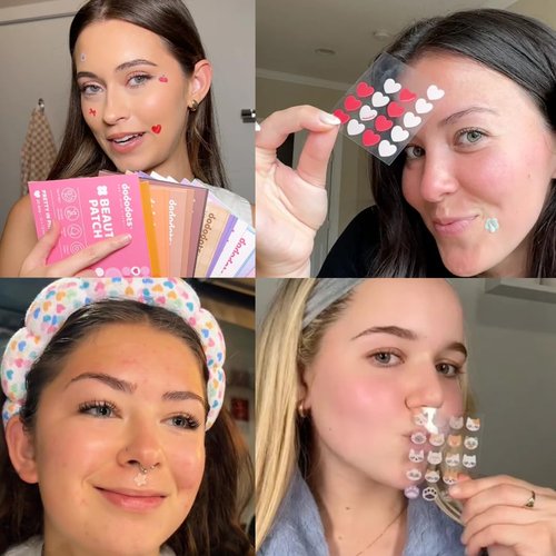 Dododots Butterfly, Cat, Flower and Heart Pimple Patches - Cute Acne Hydrocolloid Patch, Pimple Patches for Zit, Spot and Blemish Treatment, 80 Acne Patches, 4 Set for Quick Acne Relief