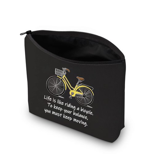 MBMSO Bicycle Gifts Cosmetic Bag Bicycle Makeup Bag Life is Like Riding a Bicycle Zipper Pouch Cyclist Gifts for Women Cycling Toiletry Bag Organizer Case (Life bicycle black)