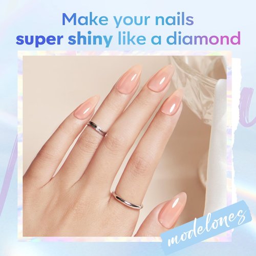 modelones 510PCS 15 Sizes Medium Almond Gel Nail Tips& Gel Base and Top Coat Set, 9-in-One Glue Nail Dehydrator & Mini U V Light Clipper
