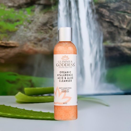 GLIMMER GODDESS Organic Exfoliating Anti-Aging Face Cleanser - Micro Jojoba Pearls, 8 oz