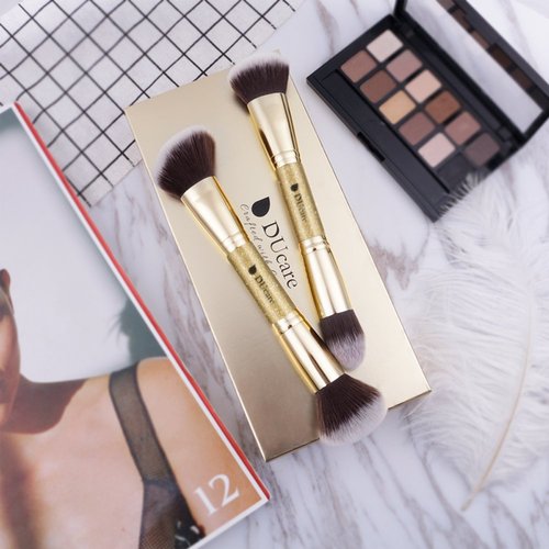 DUcare Makeup Brushes Duo End Foundation Powder Buffer Contour Concealer Brush Synthetic Cosmetic Tools