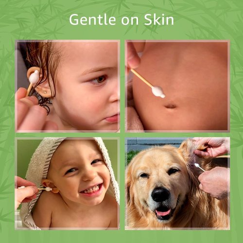 Ibambo 100% Bamboo Swabs for Ears (1000-Pack) - Safety Cotton Swabs for Baby & Personal Care | Safe, Organic Bamboo Baby Ear Cleaner | FSC Certified & Hypoallergenic, Made for All Ages & Pets