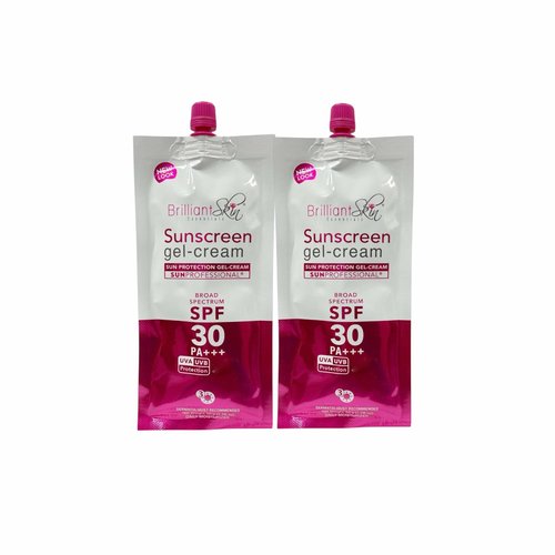 Generic 2 Sachets Brilliant Skin Essentials Sunscreen Gel-Cream UVA/UVB Protection SPF 30, 50g, 1.7 Ounce (Pack of 1)