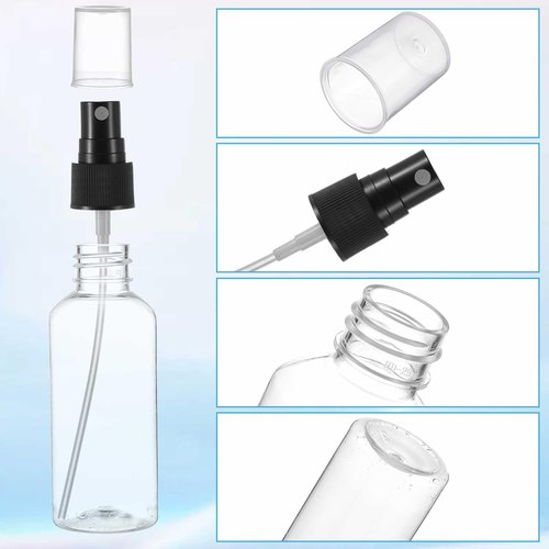 GlikCeil 36 Pcs Black Plastic Spray Bottle 4oz (120ml) & 2oz (60ml) Small Clear Empty Fine Mist Mini Travel Spritz Bottle Set, Little Refillable Spray Liquid Containers for Water Perfume Hair Mist