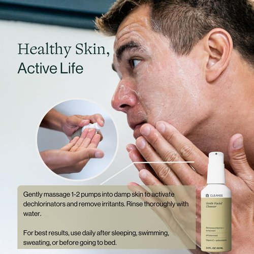 Dermasport Gentle Facial Cleanser for Athletes Hydrating Face Wash with Aloe and Hyaluronic Acid, Removes Chlorine Sweat & Sunscreen, Moisturizing Facewash for Men & Women, Fragrance/Paraben-Free