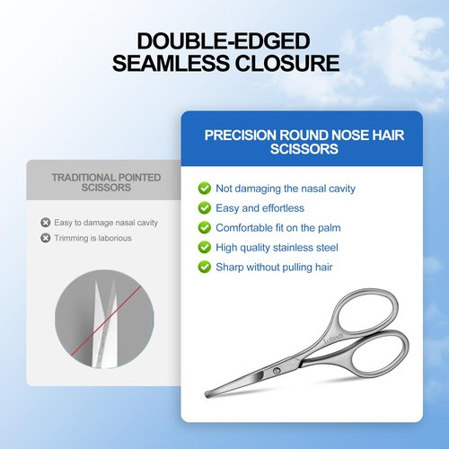 Lobodt 4.1inch round-headed stainless steel small scissors, suitable for trimming facial hair, nose hair, eyebrows, eyelashes, beards, personal care and salon beauty salons (matte silver)