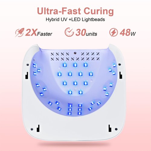 Ludysic UV LED Nail Lamp with Hand Pillow,48W UV Light for Gel Nails Nail Dryer with Smart Sensor, LCD Display Fast Curing Gel Nail Polish Nail Art Tools Manicure(White)