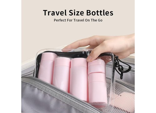 Sprigold 5 Pack Brief and Fashion Travel Bottles TSA Approved, BPA Free Travel Size Travel Containers Refillable Squeeze Bottles for Cosmetic Shampoo Cream Conditioner Lotion Soap… (Nordic white)