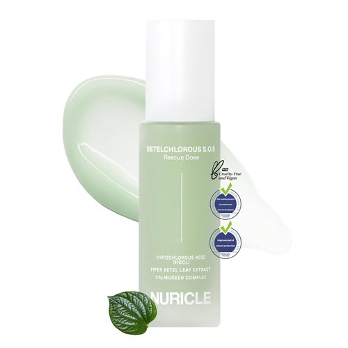 NURICLE BETELCHLOROUS S.O.S Rescue Dose 30ml(1.014 fl.oz) – Hypochlorous Acid Face Serum for Acne, Redness & Sensitive Skin – Korean Skin care Calming Serum
