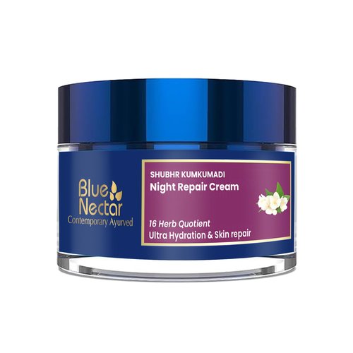 Blue Nectar Kumkumadi Night Cream Face Moisturizer for Women with Natural Almond & Saffron | Hydrating Moisturizer Face Cream for Night Time (16 Herbs, 1.7 Oz)
