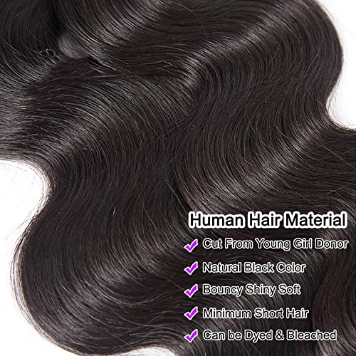 12A Brazilian Body Wave Human Hair 3 Bundles 22 24 26 Inch 100% Unprocessed Brazilian Virgin Human Hair Weave Bundles Body Wave Hair Extensions Natural Color