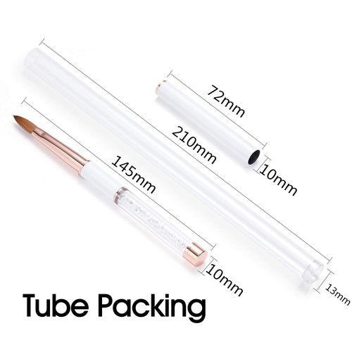 Shine Chance 2Pcs Acrylic Nail Art Brushes Size 8 12, 100% Pure Kolinsky Hair Oval Nail Brush for Acrylic Application, Professional Nail Extension Manicure Tool Striping Nail Drawing Pen for Home