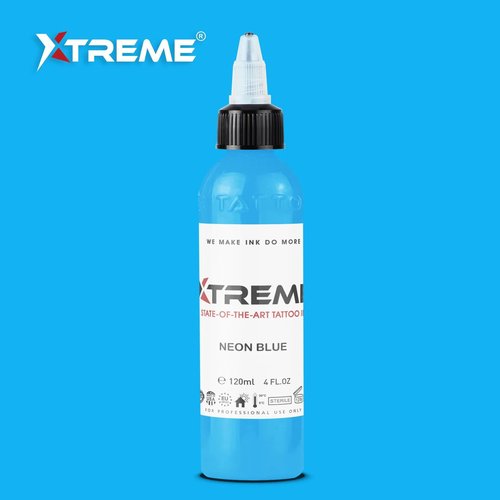 Xtreme Tattoo Ink, Versatile Medium Viscosity for Precision Tattooing, Rich Hue, Quick Healing, Acrylic-Free, Water Based, Highest Safety Stards - Ready-to-Use Tattoo Ink (Neon Blue, 4 oz)