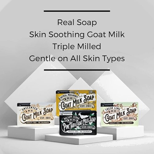 Legend's Creek Farm Goat Milk Soap - Triple Milled Cleansing Moisturizing Bar for Hands and Body - 9 Oz Creamy Lather, Nourishing, Natural Soap for Sensitive Skin (Unscented, Pack of 2)