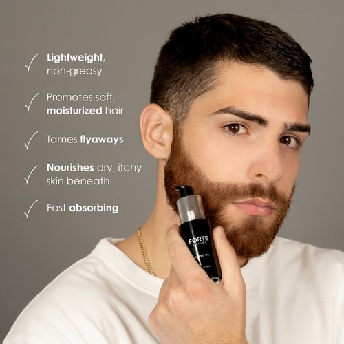 Forte Series Premium Beard Oil with Hydrating Oils and Vitamin E for Soft, Healthy Facial Hair, Black
