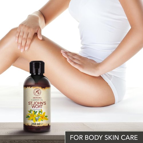 AROMATIKA St Johns Wort Oil 8.5 Fl Oz (250ml) - Hypericum Perforatum - 100% Pure & Natural - St. John's Wort Oil for Intensive Care Face - Body - Skin - Hair - Massage - Great w/Essential Oil