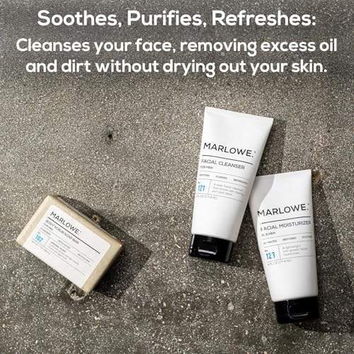 MARLOWE. Face Cleanser & Moisturizer Skin Care Duo, No. 121 Facial Cleanser 6 oz & No. 123 Facial Moisturizer 6 oz with Green Tea & Deep Sea Algae Extracts, Purifies, Hydrates, Refreshes & Soothes