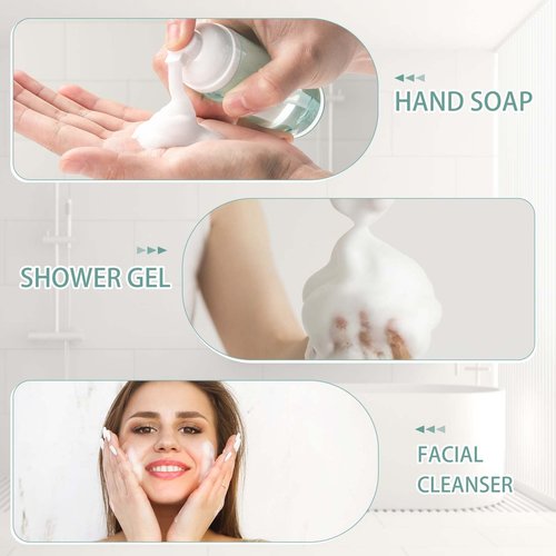 Chemailon 5 Pack Foam Pump Bottle Set,2oz/60ml Mousse Foam Soap Dispenser,Travel Foaming Pump Bottle & Silicone Face Scrubber for Face Wash, Makeup Remover and Lotion