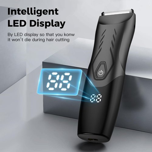 LEMULEGU Men Hair Removal Shavers,Waterproof Public Hair Groomers,Manscape Cordless Ball Trimmer, Male Painless Wet Dry Hygiene Razor with Standing Charging Dock SMT110 Black