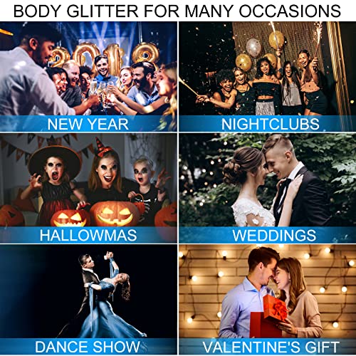 Green Gold Face Body Hair Glitter Gel for St. Patrick's Day Mardi Gras Festival Rave Accessories, Long Lasting Holographic Chunky Mermaid Sequins Glitter Gel Makeup for Women Men Kids, 1oz