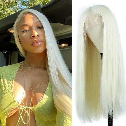 goodear 13x6 Straight Lace Front Wig Pre Plucked Lace Front Wigs with Baby Hair Glueless Lace Wigs for Women 26 Inch Full, soft, lifelike, breathable Daily Party (613# White Blonde, Long 26inch)