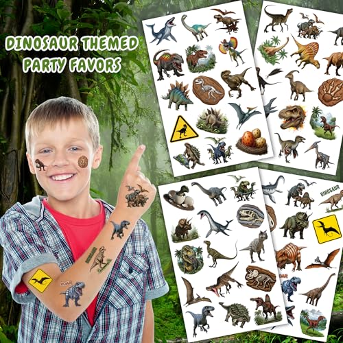 60PCS Dinosaur 3D Temporary Tattoos - Waterproof Temporary Tattoo Stickers for Birthday Decorations, Party Supplies, Party Favors, School Rewards Gifts