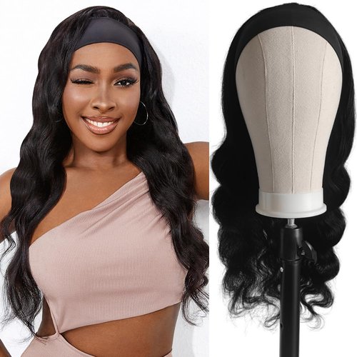 Hailriss Headband Wig Human Hair Body Wave Headband Wigs for Black Women Human Hair Wear and Go Glueless Wigs Brazilian Body Wave Short Bob Wig 16 inch