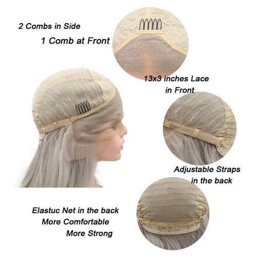 Lilac Purple Lace Front Wigs for Women Soft Wavy Lavender Hair Wig Natural Hairline Realistic Mix Color Long Purple Glueless Synthetic Heat Resistant Fiber Hair Drag Queen Cosplay 24Inch