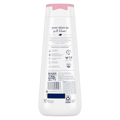 Dove Body Wash 4 Count for 24hr Lotion-Soft Skin Uplift Sakura Blossom and Yuzu Moisturizing Skin Cleanser with No Sulfates No Parabens