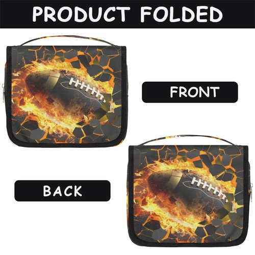 PATTERNFUL 3D Football Hanging Travel Toiletry Bag for Kids, Women Cosmetic Organizer Makeup Bag Pouch Men Shaving Dopp Kit Shower Bag With Sturdy Hook