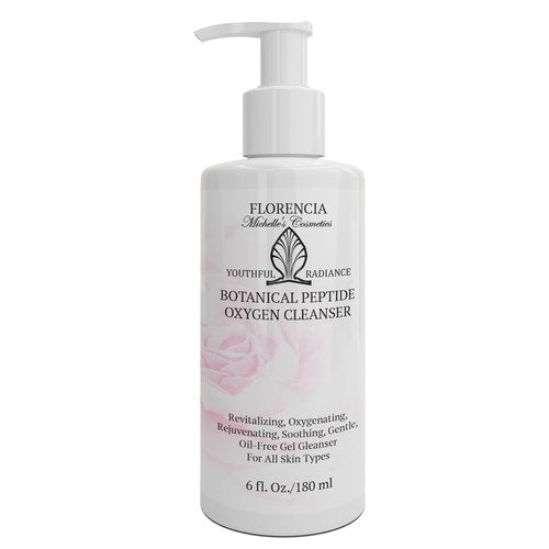 Florencia Botanical Peptide Oxygen Cleanser - Oil-Free Daily Foaming Gel Face Wash for Dry, Oily, or Sensitive Skin - With Peptides, Botanicals, Glycoproteins - Revitalizing Cleanser, 6 oz