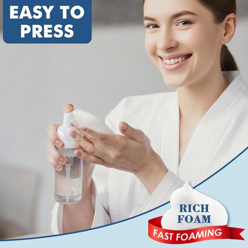 12 Pcs 2 oz Plastic Foam Pump Bottle Refillable 60ml Travel Mousse Foaming Soap Dispenser Mini Eyelash Cleaning Foam Bottle Dispenser for Face Wash Lash Shampoo Skin Care