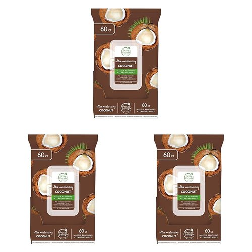 Petal Fresh Ultra- Moisturizing Coconut Makeup Removing, Cleansing Towelettes, Gentle Face Wipes, Daily Cleansing, Vegan and Cruelty Free, 60 count (Pack of 3)