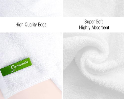 SUMMERMIA 12 Pack Washcloths 13" x 13" - Soft Wash Cloths for Your Face Towel, Viscose derived from Bamboo & Cotton Blend Wash Cloths for Your Body (White)