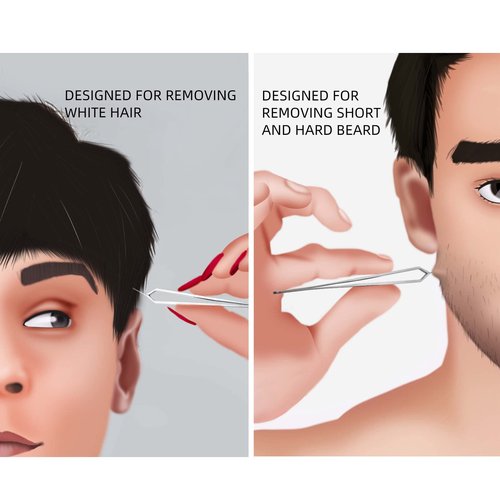 AUSOMTEK Beard Tweezers - Stainless Steel, Fine Hair Removal Tool, 5mm Tip, Clear Box 1Pack