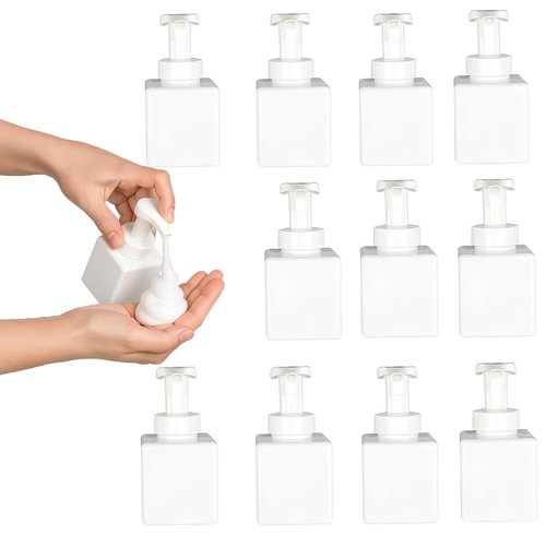 12 Piece 250ml Foam Soap Dispenser, Travel Foam Dispenser. Refillable Plastic Pump Hand Soap Bottle, Travel Essentials, Clear Container for Bathroom Vanity