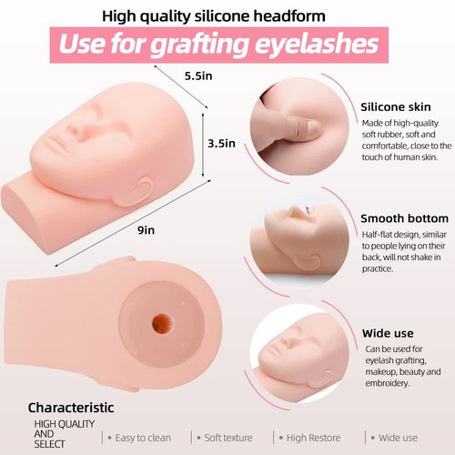 Lash Extension Kit Professional Eyelash Grafting Training Tools Mannequin Head USB Fan Lash Shampoo 0.07D Curl Mix 8-15mm Glue Practice Eyelash Strips Lash Mapping,Exercise Set for Beginner