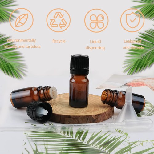 Wresty 20 Pack 5ml Amber Glass Essential Oil Bottles with Dropper, Perfect for Essential Oils, Perfume, Aromatherapy