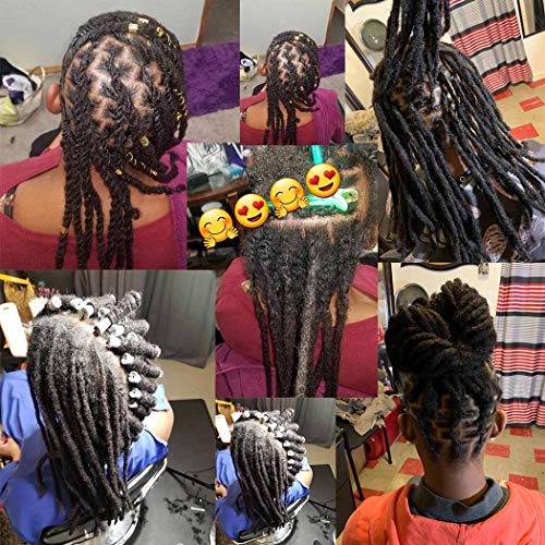 Human Hair Dreadlocks Extension Handmade Locs Small Size(diameter 0.4cm) 16inch 40 Strands/pack Natural Black #1B