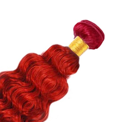 Red Curly Wave Human Hair Bundles 34 Inch Kinky Curly Single Bundle Light Red Color Human Hair Unprocessed Native Virgin Hair 100g Total Double Weft Crochet Human Hair Extensions for Women