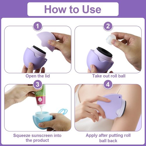2PCS Sunscreen Applicator, Jaxbo BPA-Free Refillable Roll on Sponge Sunscreen, Suncream & Lotion Applicator For Kids, Adults & Families, Perfect Size for Travel