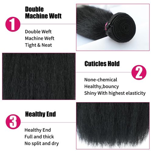 20 inch Kinky Straight Bundles Yaki Straight Human Hair Bundles 100% Unprocessed Brazilian Virgin Hair Kinky Straight Human Hair For Black Women
