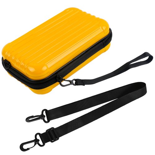 ASUNFO Yellow Hard Shell Cosmetics Case Carrying Hard Bag for Toiletry Storage Cross Body Bag with Shoulder Strap for Detachable Grip Rope and Shoulder Strap for Travel