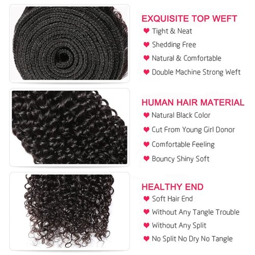 Kinky Curly Bundle Human Hair 8A Unprocessed Virgin Remy Kinky Curly Human Hair 1 Bundle Virgin Hair Kinky Curly 1 Bundle (100g) Natural Color (22")